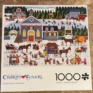 Buffalo Churchyard Christmas Charles Wysocki Puzzle 1000 Pieces includes Poster